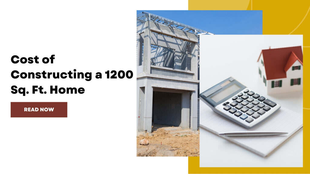 Construction site with a metal framework and a calculator on a white background, symbolizing building a 1200 sq ft home by home construction contractors, highlighting home construction in Bangalore.